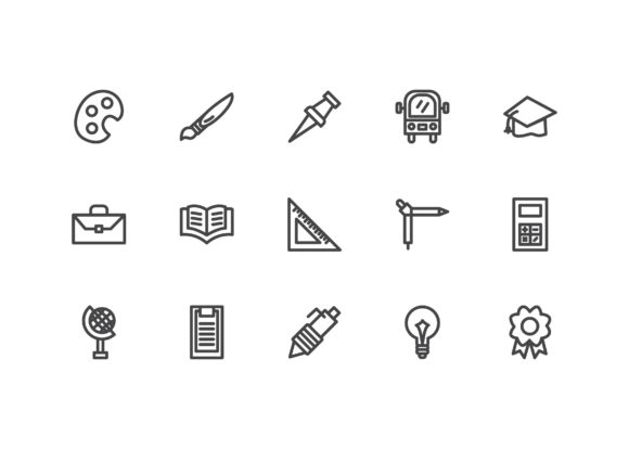Back to School Line Style Icon Set: A Versatile Design Resource for Creative Projects