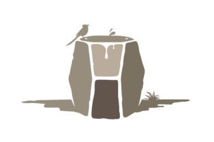 Bird Water Fountain Stone Garden Logo