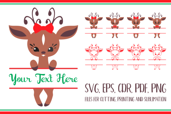 Christmas Deer. Split for Name Svg Set: A Versatile Design Resource for Creative Projects