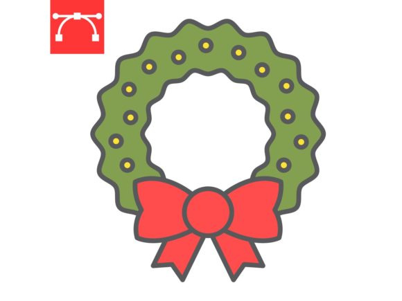 Christmas Wreath Color Line Icon: A Versatile Design Element for Festive Themes