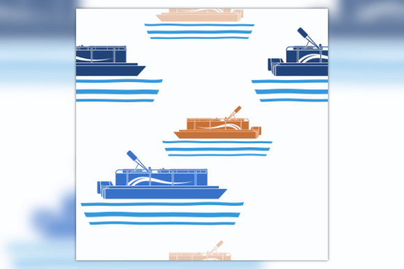 Flat Style Pontoon Boat Seamless Pattern
