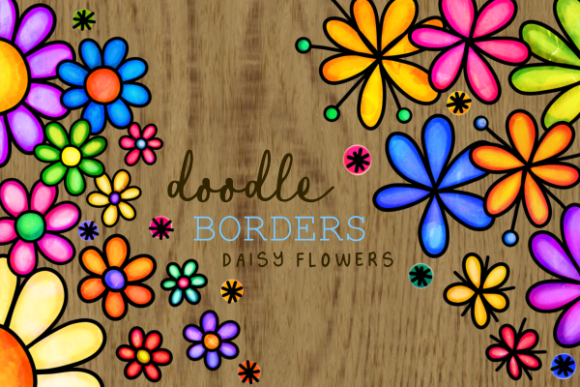 Floral Daisy Folk Art Ink Doodle Borders: A Versatile Decorative Element for Creative Projects