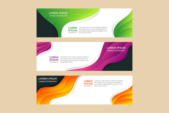Horizontal Banner Liquid Style Design with Vector Abstract Elements