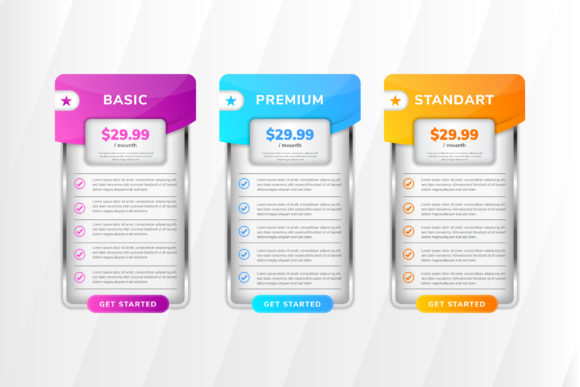 Price Table Button Element Banner Web for Websites and Applications