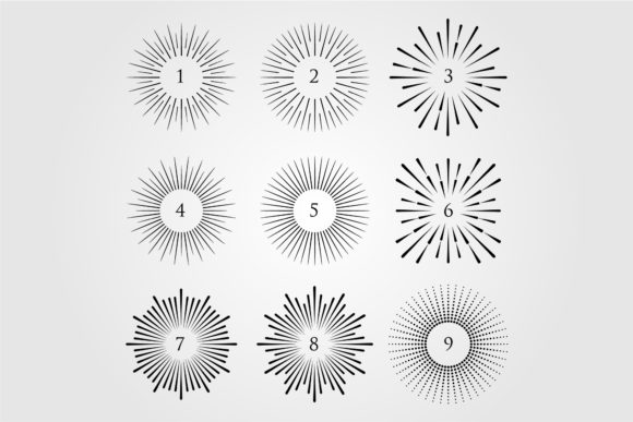 Set of Light Rays Sunburst Vector Design