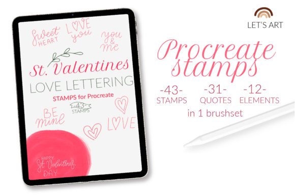 Valentine’s Day Procreate Stamps. Love